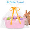 Picture of ABenkle Small Basket with Gift Bag and Ribbons, 12"x 8" x 5" Cute Small Woven Basket, Rope Shelf Toys Storage Basket with Handle, Decorative Empty Gift Basket
