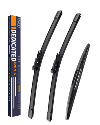 Picture of Replacement for Chevrolet Aveo 2012-2017, Chevrolet Sonic 2012-2017, Holden Barina 2011-2017 Silent Wipers -FAPIUO Front and Rear Windshield Pinch Tab Wipers 26"/15"+11" Full Blade Set (3 Pack)