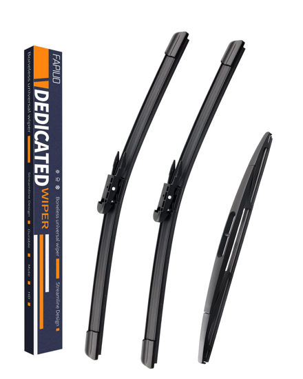 Picture of Replacement for Chevrolet Aveo 2012-2017, Chevrolet Sonic 2012-2017, Holden Barina 2011-2017 Silent Wipers -FAPIUO Front and Rear Windshield Pinch Tab Wipers 26"/15"+11" Full Blade Set (3 Pack)