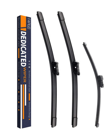 Picture of Replacement for Volkswagen Tiguan 2018 2019 2020 2021 Silent Wipers -FAPIUO Front and Rear Windshield Wipers 25"/22"+15" Full Blade Set (3 Pack)