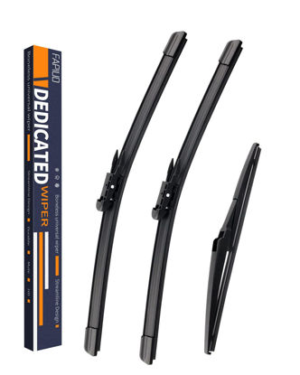 Picture of Replacement for Ford Focus 2012-2018 Silent Wipers -FAPIUO Front and Rear Windshield Wipers 28"+28"+12" Full Blade Set (3 Pack) Pinch Tab