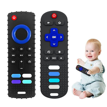 Picture of Silicone Baby Teething Toys, Teething Toys for Babies 3 6 18 24 Months, Baby Silicone Chew Toys,Remote Control Shape Teething Toys,BPA Free (Black-2)