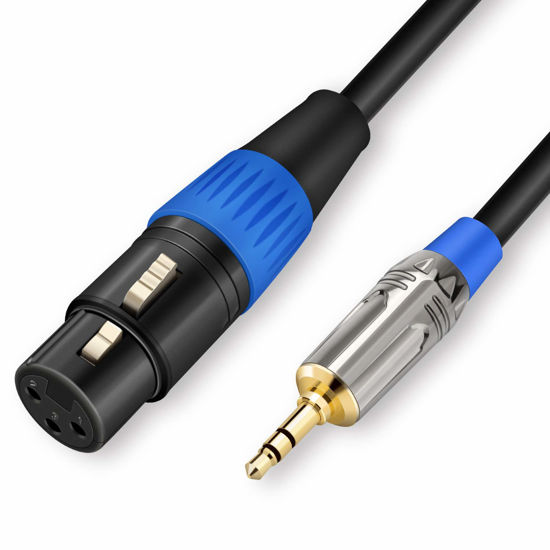 Picture of JOLGOO XLR Female to 3.5mm Cable, Unbalanced XLR Female to 1/8" Stereo Plug Microphone Cable, 3.5mm to XLR Cable for iPhone, iPod, Computer, Video Camera, and More, 15 Feet