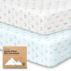 Picture of 2-Pack Mini Crib Sheets Fitted, Pack and Play Sheets - Organic Cotton Pack N Play Sheets for Pack and Play Mattress, Playard Baby Crib Sheets, Jersey Crib Sheets Neutral for Boys (Jolly Rainbow)