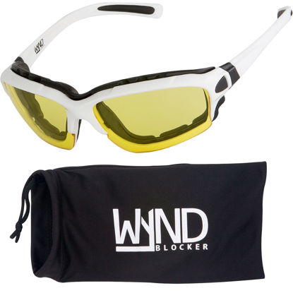 Picture of WYND Blocker Motorcycle Riding Glasses Extreme Sports Wrap Sunglasses, White, Yellow Night Driving
