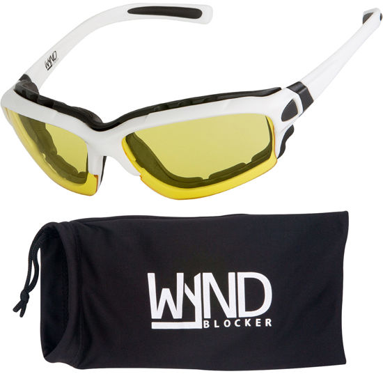 Picture of WYND Blocker Motorcycle Riding Glasses Extreme Sports Wrap Sunglasses, White, Yellow Night Driving