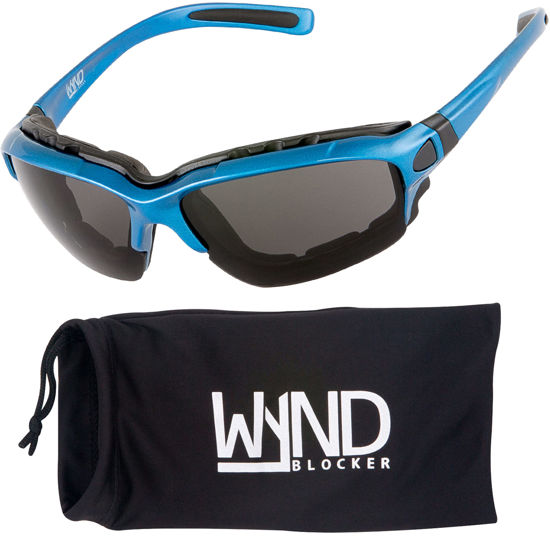 Picture of WYND Blocker Motorcycle Riding Glasses Extreme Sports Wrap Sunglasses, Blue, Smoke