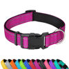 Picture of PWOD Reflective Dog Collar, Adjustable Soft Neoprene Padded Nylon Pet Collars with Buckle for Puppy and Small Dogs, Cats,Rose Red,XS