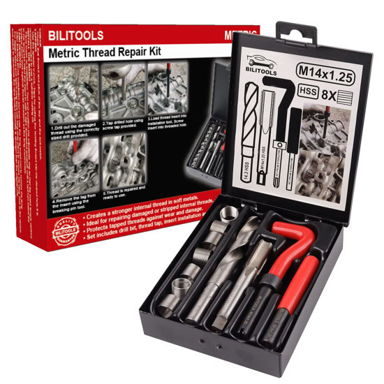 Picture of BILITOOLS M14x1.25 Thread Repair Kit, HSS Drill Helicoil Repair Kit Metric