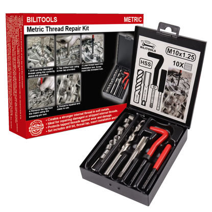 Picture of BILITOOLS M10x1.25 Thread Repair Kit, HSS Drill Helicoil Repair Kit Metric