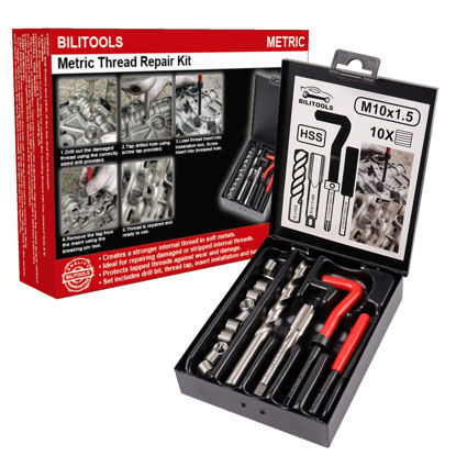 Picture of BILITOOLS M10x1.5 Thread Repair Kit, HSS Drill Helicoil Repair Kit Metric