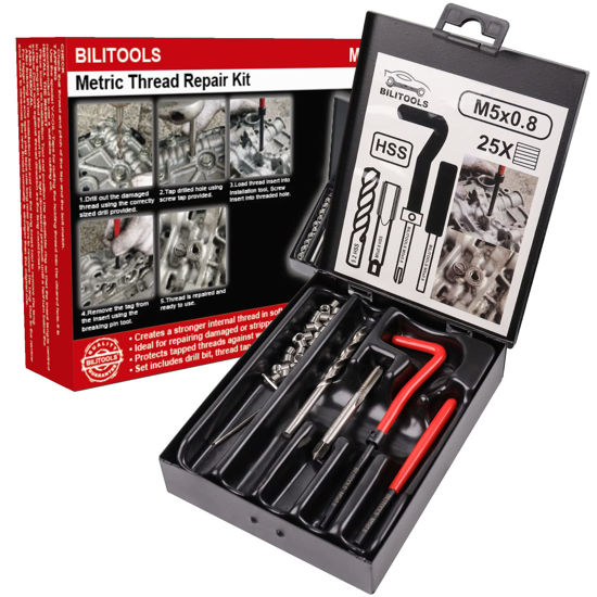 Picture of BILITOOLS M5x0.8 Thread Repair Kit, HSS Drill Helicoil Repair Kit Metric