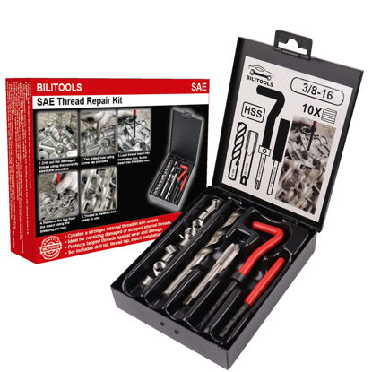Picture of BILITOOLS 3/8-16 inch Thread Repair Kit, HSS Drill Helicoil Repair Kit SAE