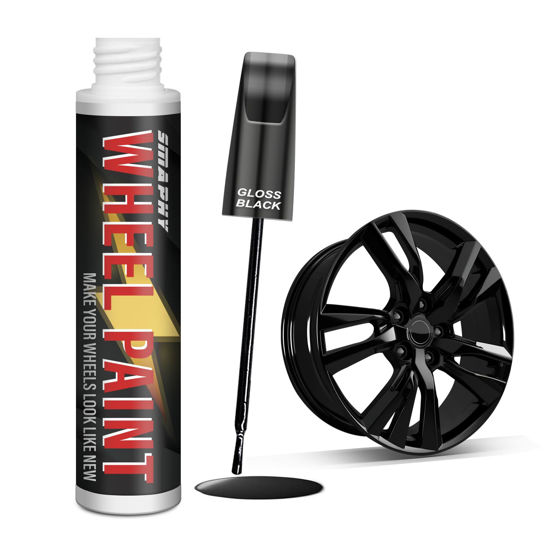 Picture of SMAPHY Gloss Black Rim Touch Up Paint, Wheel Scratch Repair Touch Up Paint Pen, Black Car Rim Paint for Wheel Repair, Universal Color Black for Rims (Gloss Black)