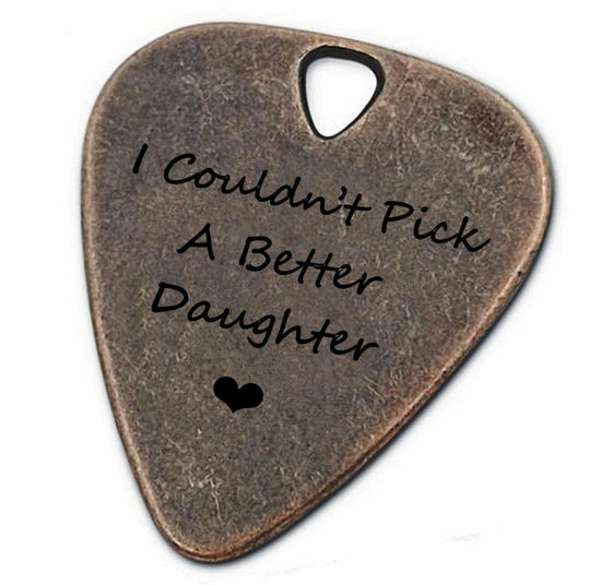 Picture of Metal Bronze Guitar Pick, I Couldn't Pick A Better Daughter Guitar Pick With Leather Case Music Birthday Gifts For Daughter (Daughter)