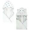 Picture of Hudson Baby Unisex Baby Cotton Animal Face Hooded Towel, Gray Elephant, One Size