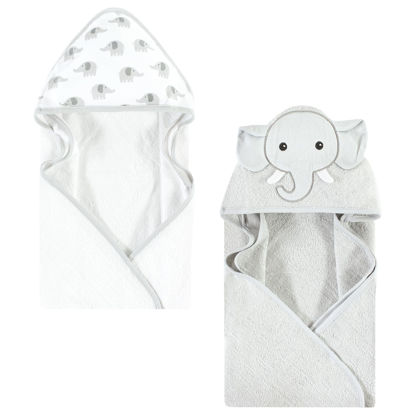 Picture of Hudson Baby Unisex Baby Cotton Animal Face Hooded Towel, Gray Elephant, One Size