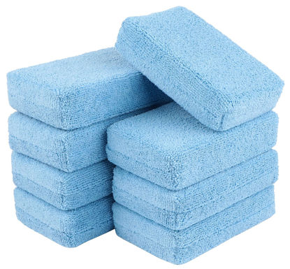 Picture of AIDEA Microfiber Applicator Pads-8Pack, Car Wash Sponge, Premium Microfiber Sponge and Cleaning Pads, Perfect for Effortless Wax, Sealant, and Conditioner Application - Blue