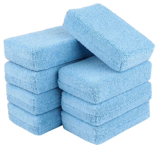 Picture of AIDEA Microfiber Applicator Pads-8Pack, Car Wash Sponge, Premium Microfiber Sponge and Cleaning Pads, Perfect for Effortless Wax, Sealant, and Conditioner Application - Blue