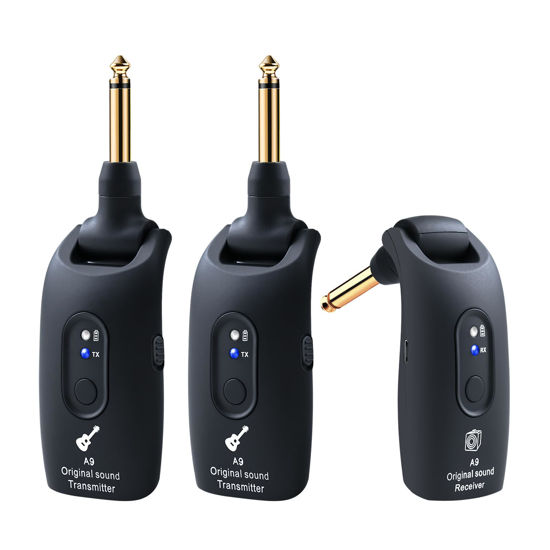 Picture of INGPARTNER A9 Wireless Guitar System 2.4GHz Built-in Rechargeable Lithium Battery 270°Rotate Audio Wireless Transmitter Receiver for Guitar Bass Violin Keyboard Electric Instruments (IK-L0AM-OVFE)