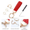 Picture of Genuine Leather Keychains, Handmade Knit Sheepskin Car Key chains for Women, Universal Key Fob Holder with 360 Degree Rotatable, Anti-Lost D-Ring, 2 Keyrings and 1 Screwdriver - Red