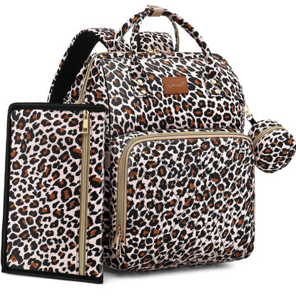 Picture of ROSEGIN Diaper Bag Backpack with Changing Pad, Pacifier Case, Baby Bag for Boy Girl Toddler - Large, Stylish, Waterproof Travel Diaper Bag for Mom - Baby Shower - Cheetah