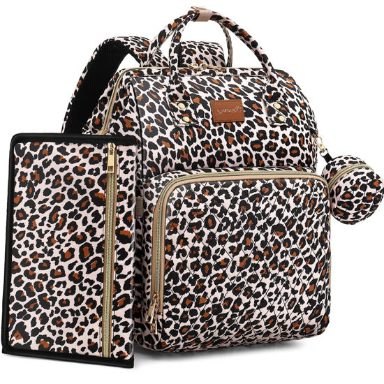 Picture of ROSEGIN Diaper Bag Backpack with Changing Pad, Pacifier Case, Baby Bag for Boy Girl Toddler - Large, Stylish, Waterproof Travel Diaper Bag for Mom - Baby Shower - Cheetah