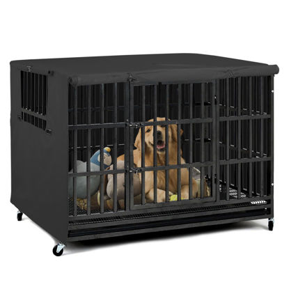 Picture of Explore Land 38 inches Dog Crate Cover - Heavy Duty Polyester Pet Kennel Cover Universal Fit for Wire Dog Crate (Black)