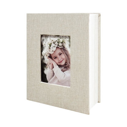 Picture of HenPisen Photo Album 4x6 100 Pockets, Linen Cover Top Loader Vertical, Slip-in Picture Beige Pockets Albums for Wedding, Family, Anniversary, Baby, Vacation