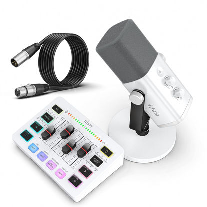 Picture of FIFINE Gaming Equipment Bundle, XLR/USB Streaming Dynamic Microphone with Audio Mixer Set, Podcast Recording Mic with Gain Knob, PC Mixer with Slider Fader Kit for Video, Game Voice-Ampligame KS5W