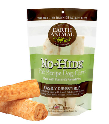 Picture of Earth Animal No Hide Medium Pork Flavored Natural Rawhide Free Dog Chews Long Lasting Chew Sticks | Treats for Large Dogs | Great for Aggressive Chewers (1 Pack)