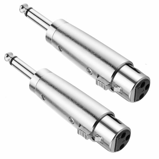 Picture of JOMLEY XLR Female to 1/4" TS Mono Adapter, Unbalanced XLR Female to 1/4 Inch TS Mono Male Plug Cable Adapter for Mixers, Microphones, Amplifiers - 2 Pack