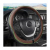 Picture of Leather Car Steering Wheel Cover, Car Wheel Cover Protector Soft Breathable Anti Slip, Steering Wheel Covers for Women Men, Universal Fit 15 Inch Car, Truck, SUV (Black/Coffee)