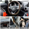 Picture of Leather Car Steering Wheel Cover, Car Wheel Cover Protector Soft Breathable Anti Slip, Steering Wheel Covers for Women Men, Universal Fit 15 Inch Car, Truck, SUV (Black/Coffee)