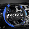 Picture of West Llama Car Steering Wheel Cover for Ford Escape,Explorer,Fusion,Focus,Bronco,Transit,Edge(Black+Blue- Standard Size)