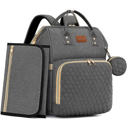 Picture of ROSEGIN Baby Diaper Bag Backpack with Changing Pad, Pacifier Case, for Boy Girl Toddler - Large, Stylish, Waterproof Travel Diaper Bag for Mom - Baby Shower Gifts - Grey