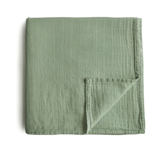 Picture of mushie Muslin Baby Swaddle Blanket | 100% Organic Cotton (Sage)