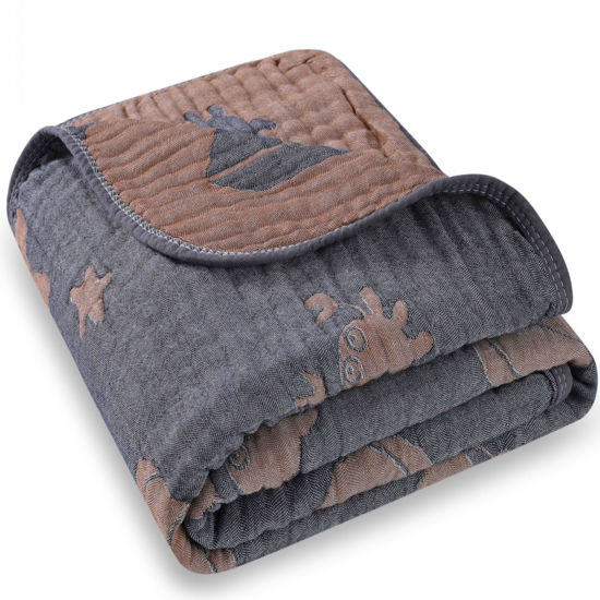 Picture of HardNok Ultra Soft Muslin Baby Blanket, Made of Viscose from Bamboo and Muslin from Cotton, A Versatile Swaddle and Bed Blanket for Babies, Toddlers, Boys, and Girls (1 Pack).