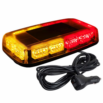 Picture of ASPL 48LED Roof Top Strobe Lights, High Visibility Emergency Safety Warning LED Mini Strobe Light bar with Magnetic Base for 12-24V Snow Plow, Trucks, Construction Vehicles (Amber/Red)
