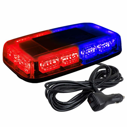 Picture of ASPL 48LED Roof Top Strobe Lights, High Visibility Emergency Safety Warning LED Mini Strobe Light bar with Magnetic Base for 12-24V Snow Plow, Trucks, Construction Vehicles (Red/Blue)