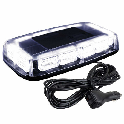 Picture of ASPL 48LED Roof Top Strobe Lights, High Visibility Emergency Safety Warning LED Mini Strobe Light bar with Magnetic Base for 12-24V Snow Plow, Trucks, Construction Vehicles (White)