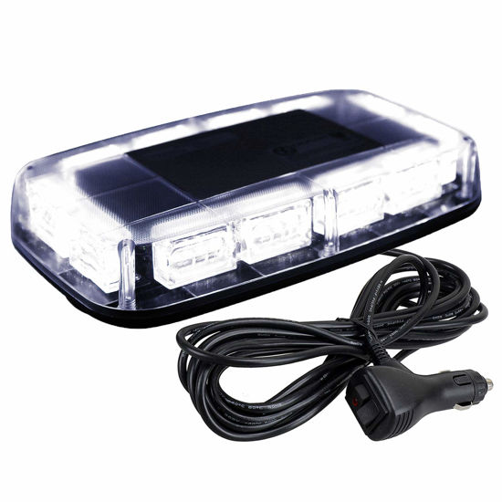 Picture of ASPL 48LED Roof Top Strobe Lights, High Visibility Emergency Safety Warning LED Mini Strobe Light bar with Magnetic Base for 12-24V Snow Plow, Trucks, Construction Vehicles (White)