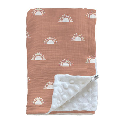 Picture of Soarwg Kids Baby Blanket Unisex Newborn, Super Soft Nursery Minky Blankets with Muslin Cotton for Boys Girls, Toddler Baby Nursery Bed Blanket Shower Gifts, 30 x 40 Inch