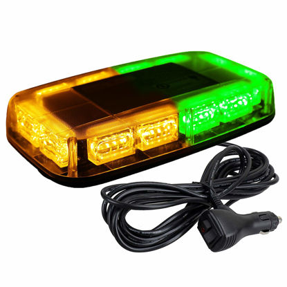Picture of ASPL 48LED Roof Top Strobe Lights, High Visibility Emergency Safety Warning LED Mini Strobe Light bar with Magnetic Base for 12-24V Snow Plow, Trucks, Construction Vehicles (Amber/Green)