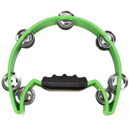 Picture of Soulmate Tambourine Metal Jingles Hand Held Percussion Half-Moon Single Row Tambourine for Kids Adult Musical Instrument Gift for KTV, Party, Green