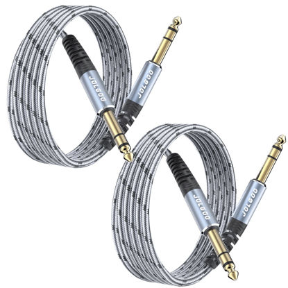 Picture of JOLGOO 1/4 Inch TRS Instrument Cable 6.6ft 2-Pack, 1/4 Guitar Cable, 6.35 Balanced Interconnect Line for Electric Guitar, Bass, Keyboard, Mixer, Amplifier, Speaker, Electric Mandolin, pro Audio