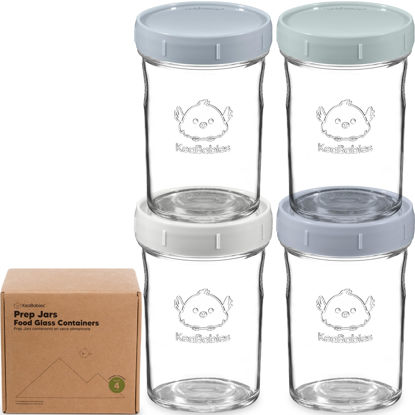 Picture of KeaBabies 4pk 8oz Glass Baby Food Containers - Leak-Proof, Microwavable Small Baby Glass Jars with Lids, Baby Food Storage Containers, Baby Snack Containers, BPA-Free Baby Food Jars (Slate)