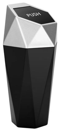 Picture of Ginsco Car Trash Can with Lid, Mini Car Trash Can Cup Holder, Car Garbage Can Car Accessories for Interior, Leakproof Car Trash Bin Multipurpose Mini Trash Can for Car, RV, Home, Office (Silver)