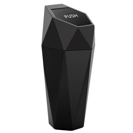 Picture of Ginsco Car Trash Can with Lid, Mini Car Trash Can Cup Holder, Car Garbage Can Car Accessories for Interior, Leakproof Car Trash Bin, Multipurpose Mini Trash Can for Car, RV, Home, Office (Black)