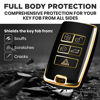 Picture of for Range Rover Key Fob Cover and Leather Keychain, Full Cover Key Case for Jaguar XE XJ XF for Land Rover Sport, Velar, Evoque, Defender, Discovery TPU Keyfob Cover for KOBJXF18A - Black and Gold